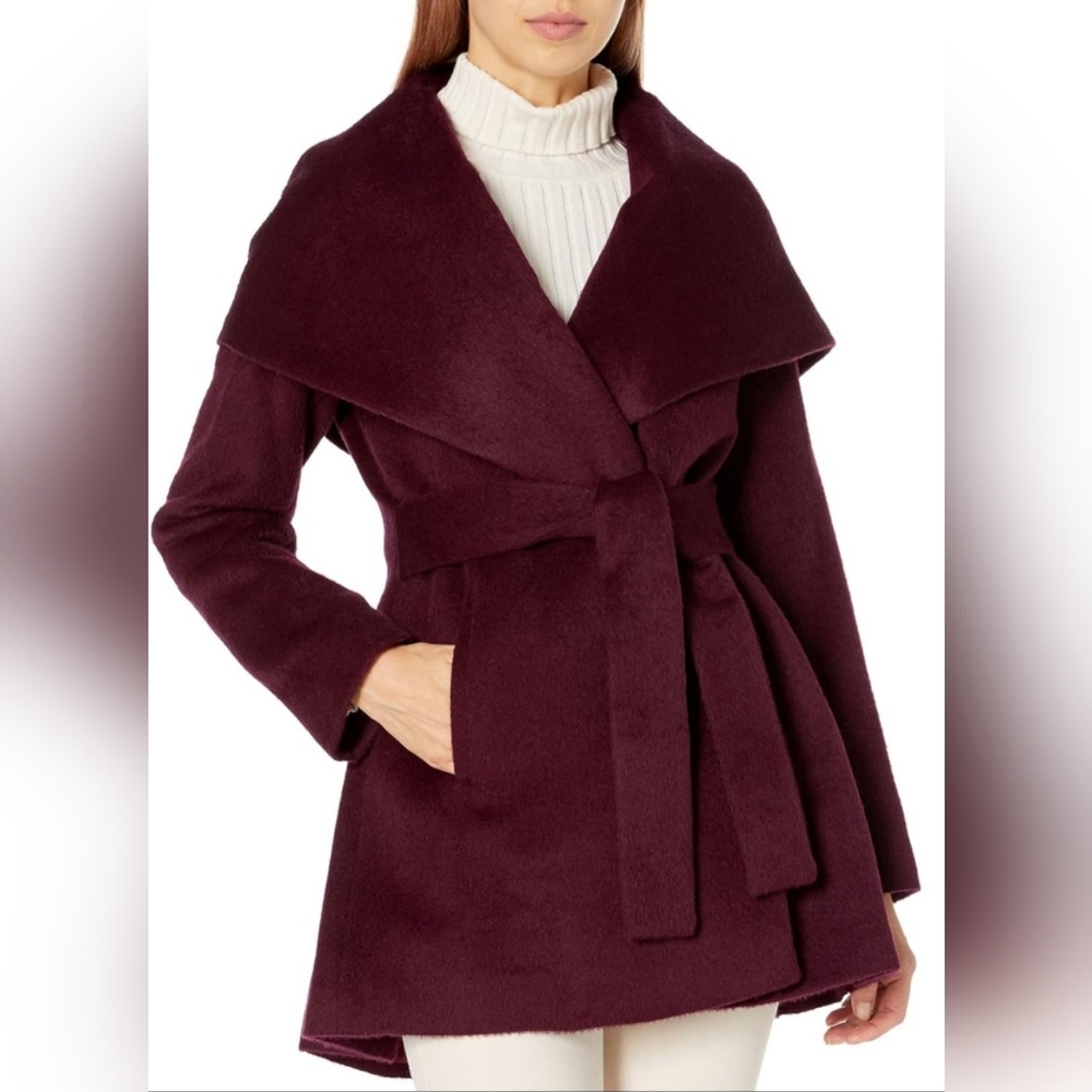 Trina Turk Jane Alpaca Wool Coat Deep Burgundy NWOT $385 Size 2/XS
